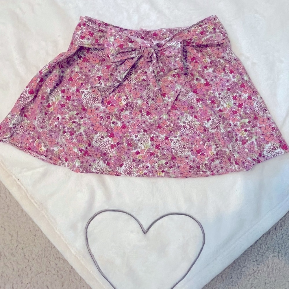 Charming Pink and Red Tie Front Mini Skater Skirt